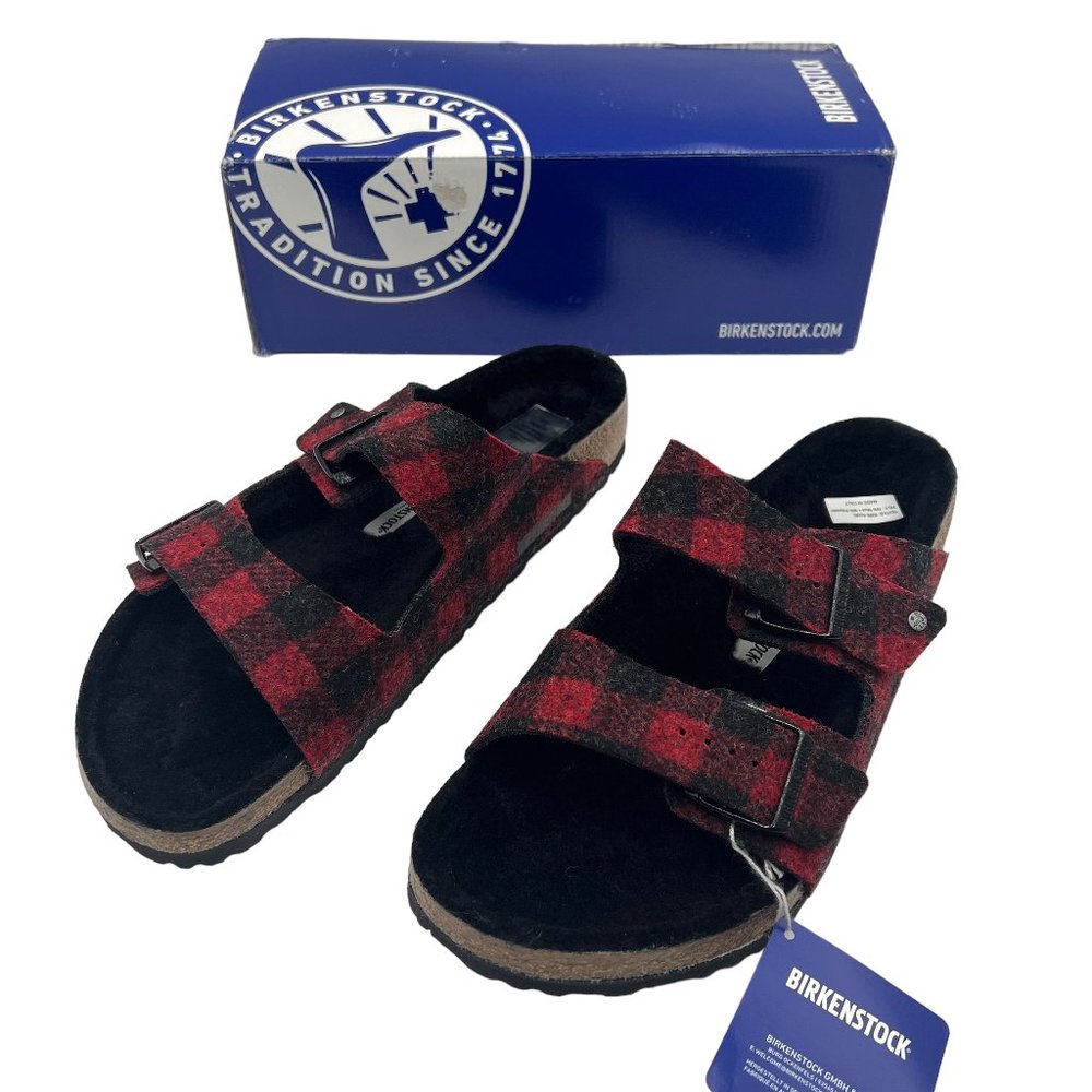 Birkenstock Arizona Rivet Plaid Red Slide Sandals Size EU 44 / US 11